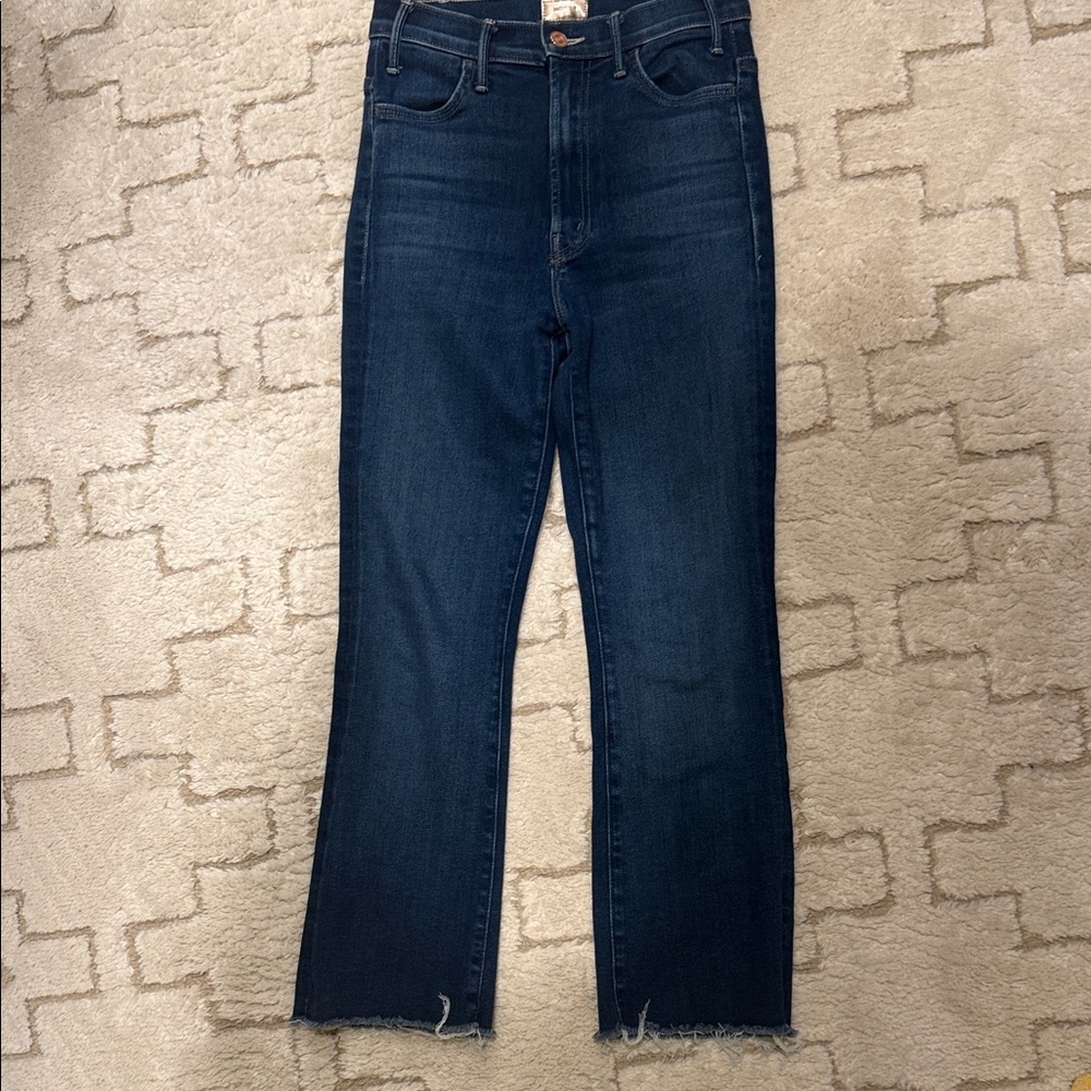 Mother The Hustler Ankle Fray Blue Women's Jeans